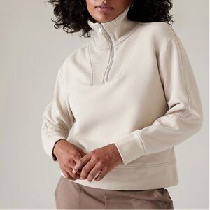 Athleta Retroplush Revive Half Zip sweatshirt Bone Medium